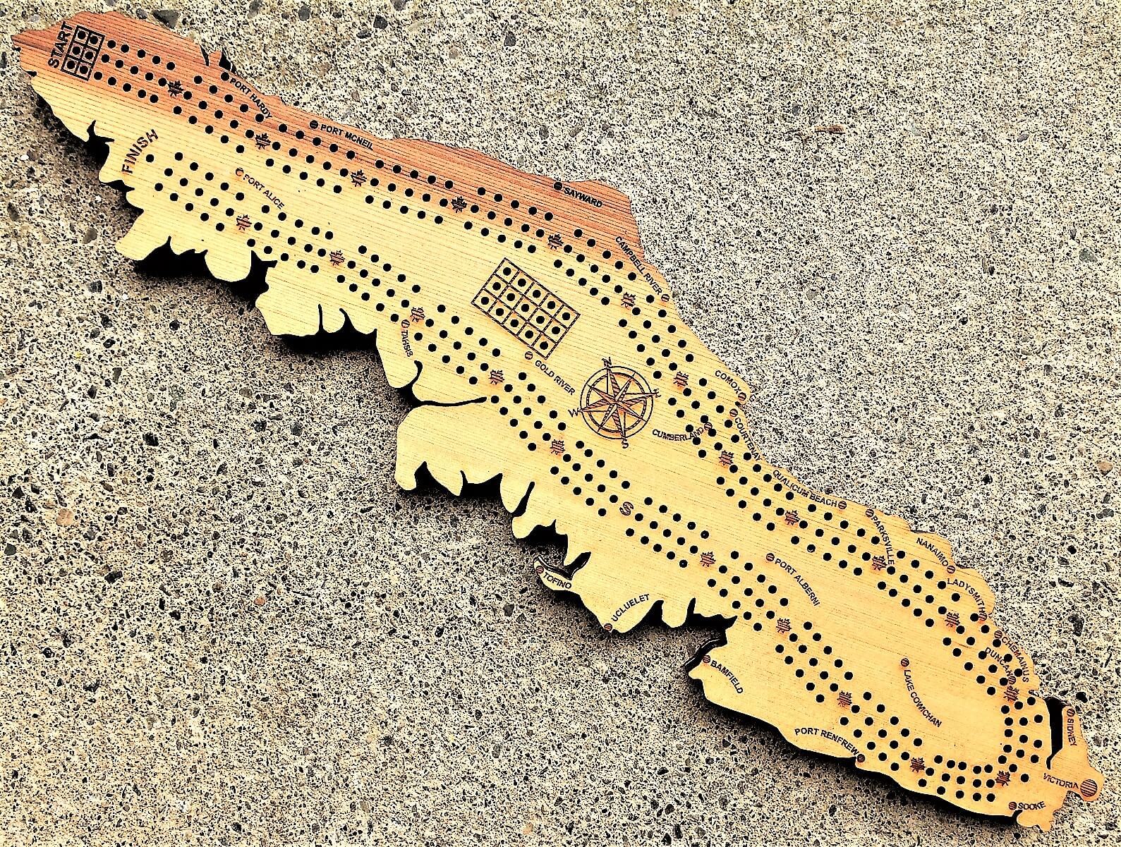 All Vancouver Island Crib Board • Heritage Wooden Gifts • BC Engraving